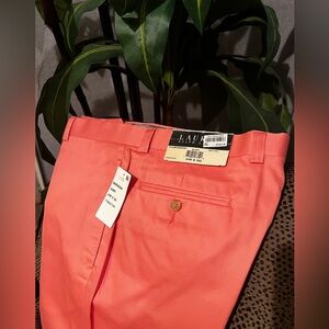 Lauren Ralph Lauren Men’s Flat Front Cotton Twill Pants in Salmon